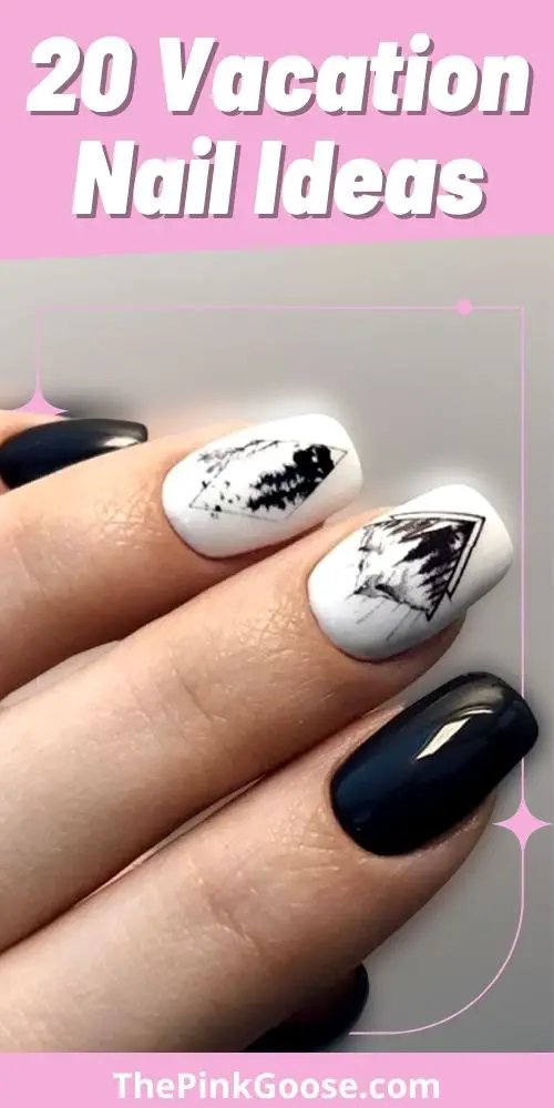 Vacation Nails With Mountain Design