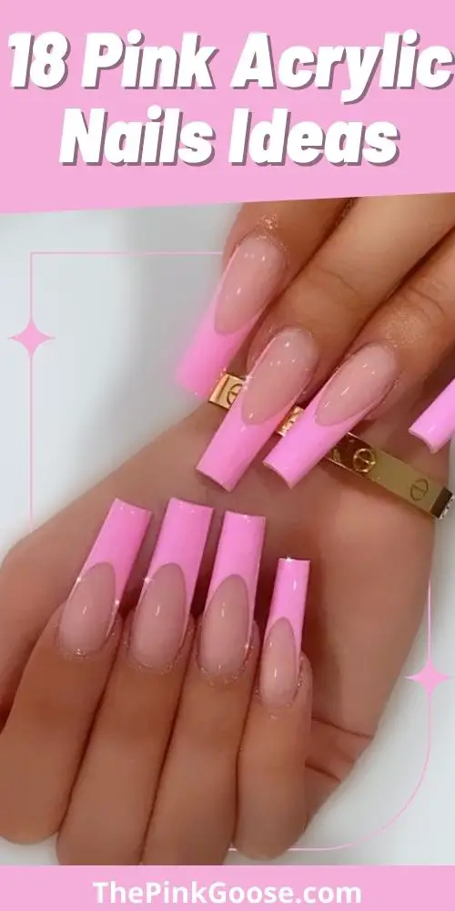 Pink Acrylic Nails French Design