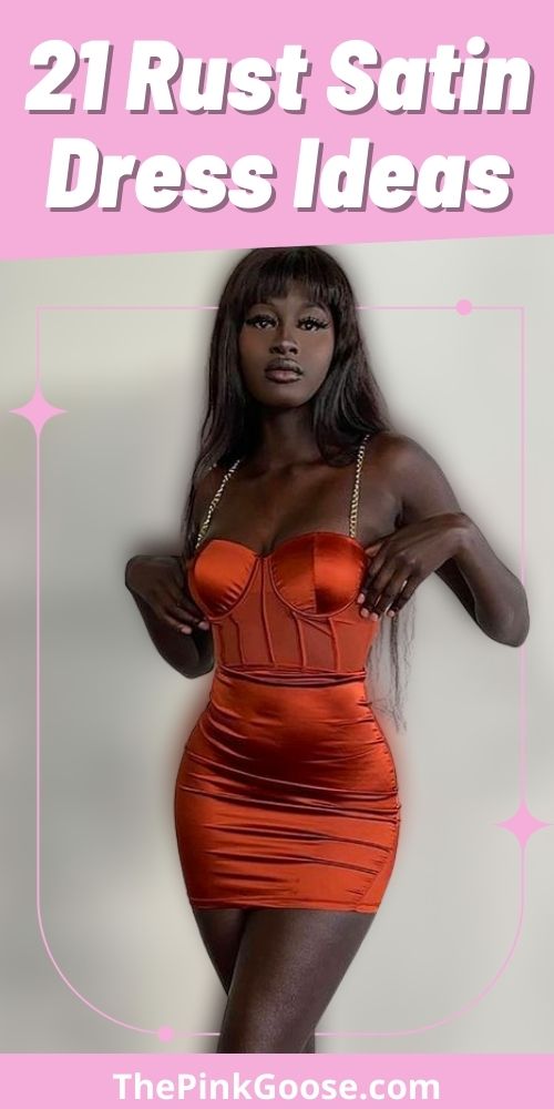 Rust coloured Satin Dress With Straps