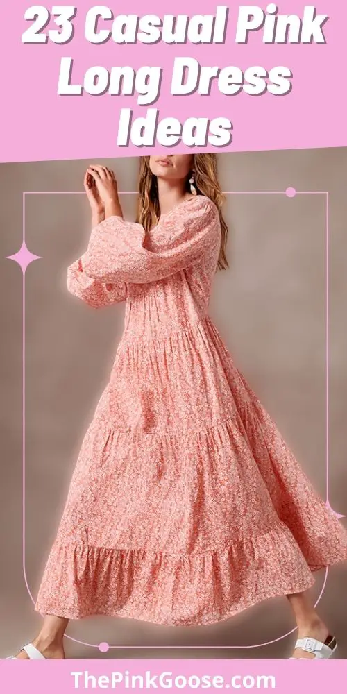 Spring Casual Pink Long Dress