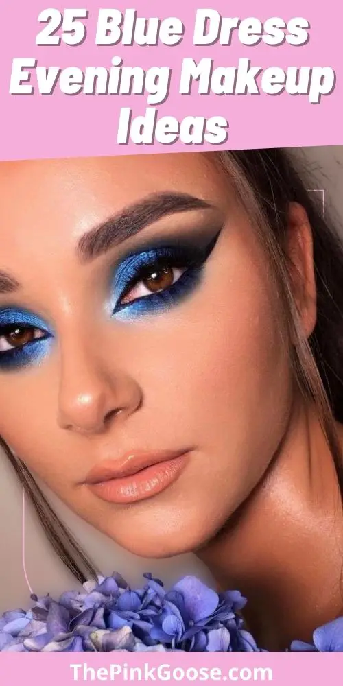 Blue Dress Makeup With Arrows