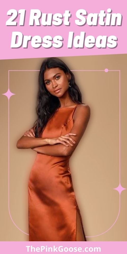 Rust coloured Satin Dress With Straps