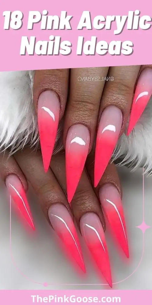 Pink Acrylic Nails Stiletto Shape