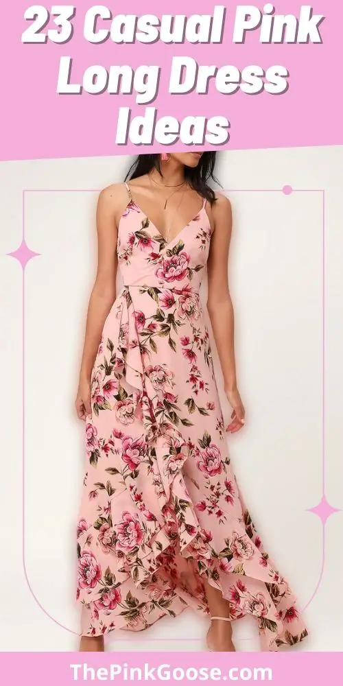 Casual Pink Printed Long Dress