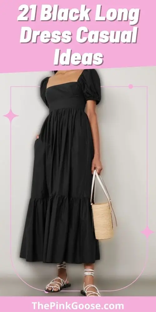Black Long Puffy Casual Dress
