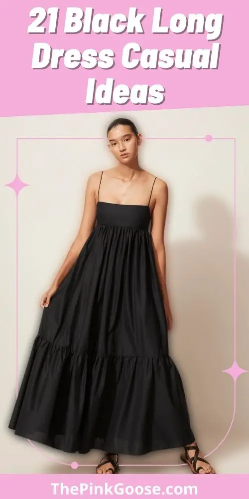 Black Long Puffy Casual Dress