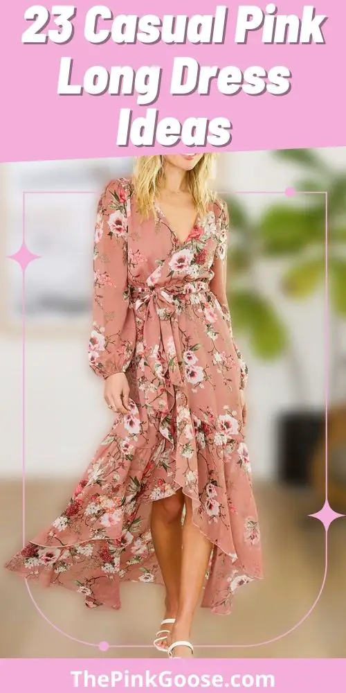 Casual Pink Printed Long Dress