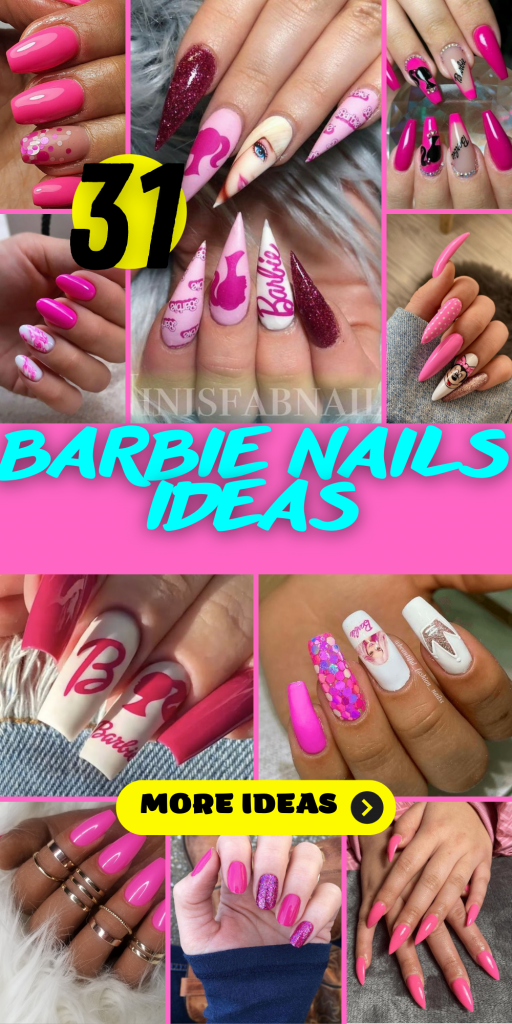 Barbie Pink Glam: Rock the Hottest Pink Shades with Short and Long Acrylic Nails and Design