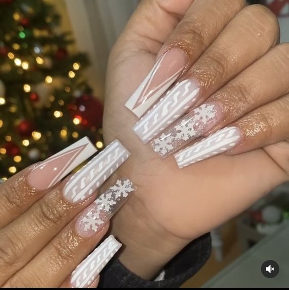 15 French Winter Snowflake Nail Ideas for 2023-2024