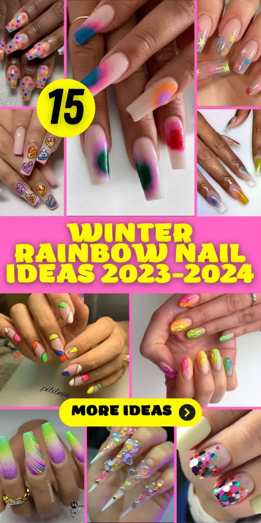 15 ideas de uñas de arcoíris de invierno para 2023-2024