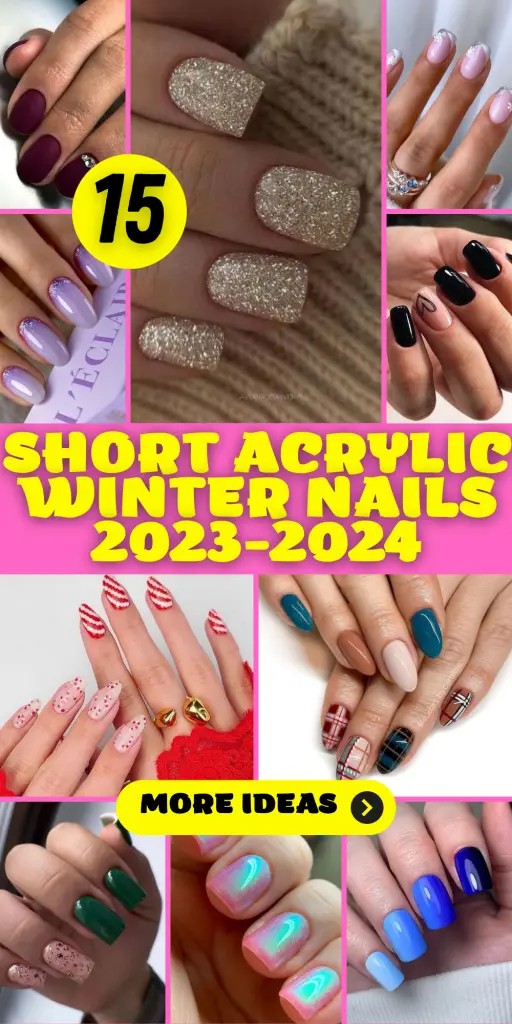 15 Short Acrylic Winter Nail Ideas for 2023-2024