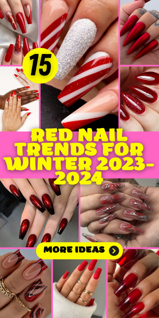 15 elegantes tendencias de uñas rojas para el invierno 2023-2024