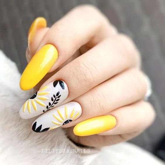 15 diseños de uñas de color amarillo vibrante para el invierno 2023-2024