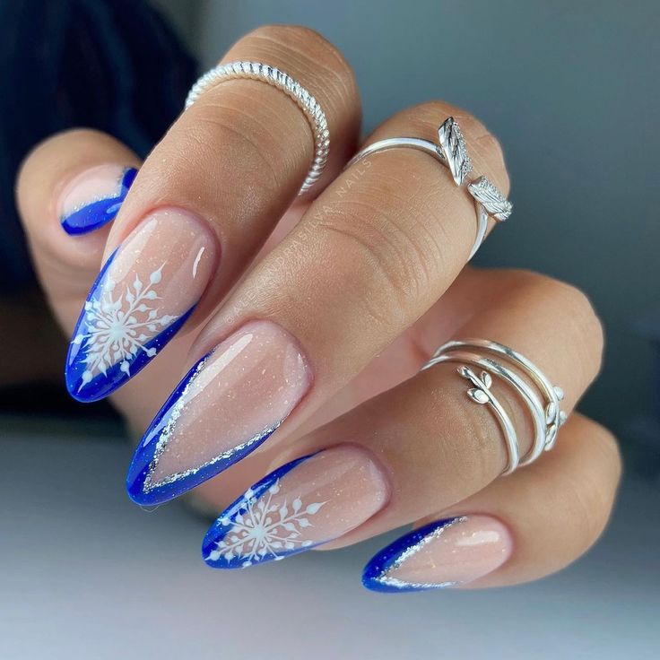 15 French Winter Snowflake Nail Ideas for 2023-2024