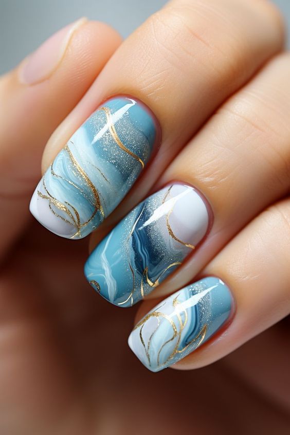 17 Stylish Blue Nail Trends for Winter 2023-2024