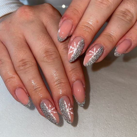 15 French Winter Snowflake Nail Ideas for 2023-2024