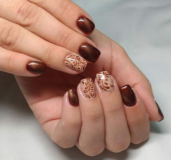 17 Cozy Winter Nail Ideas in Brown Shades for 2023-2024