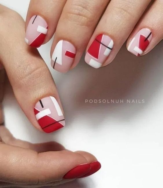 Short New Year's Nails in Red for 2024: 15 Festive Ideas