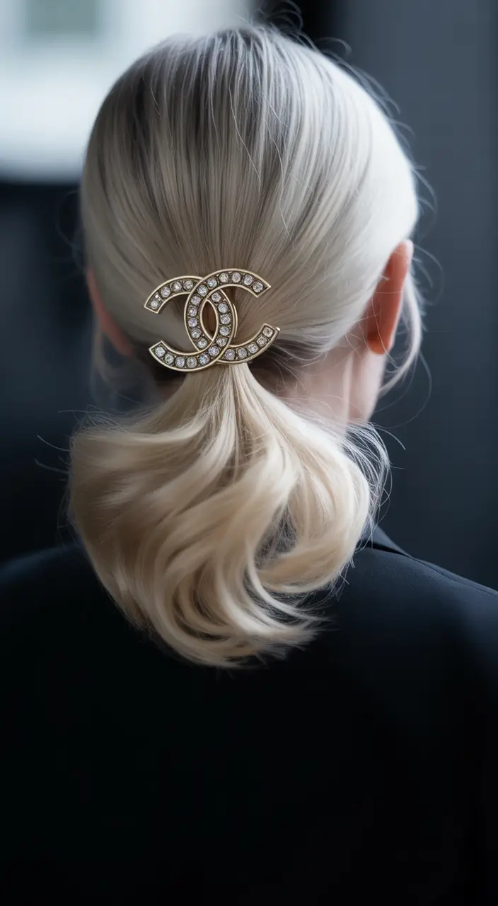 Fall hairstyles for women over 60 Loose Low Ponytail with Statement Clip