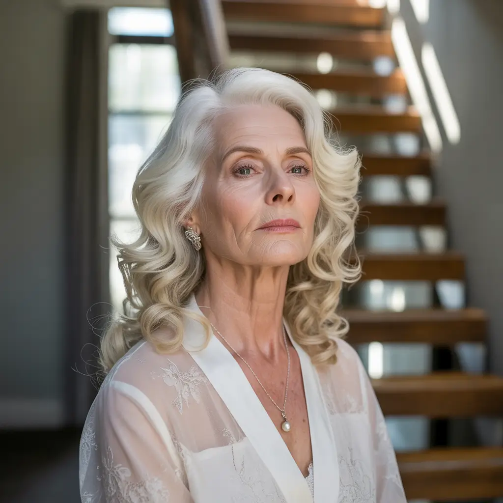 Fall hairstyles for women over 60 Classic Full Curls with Face-Framing Layers