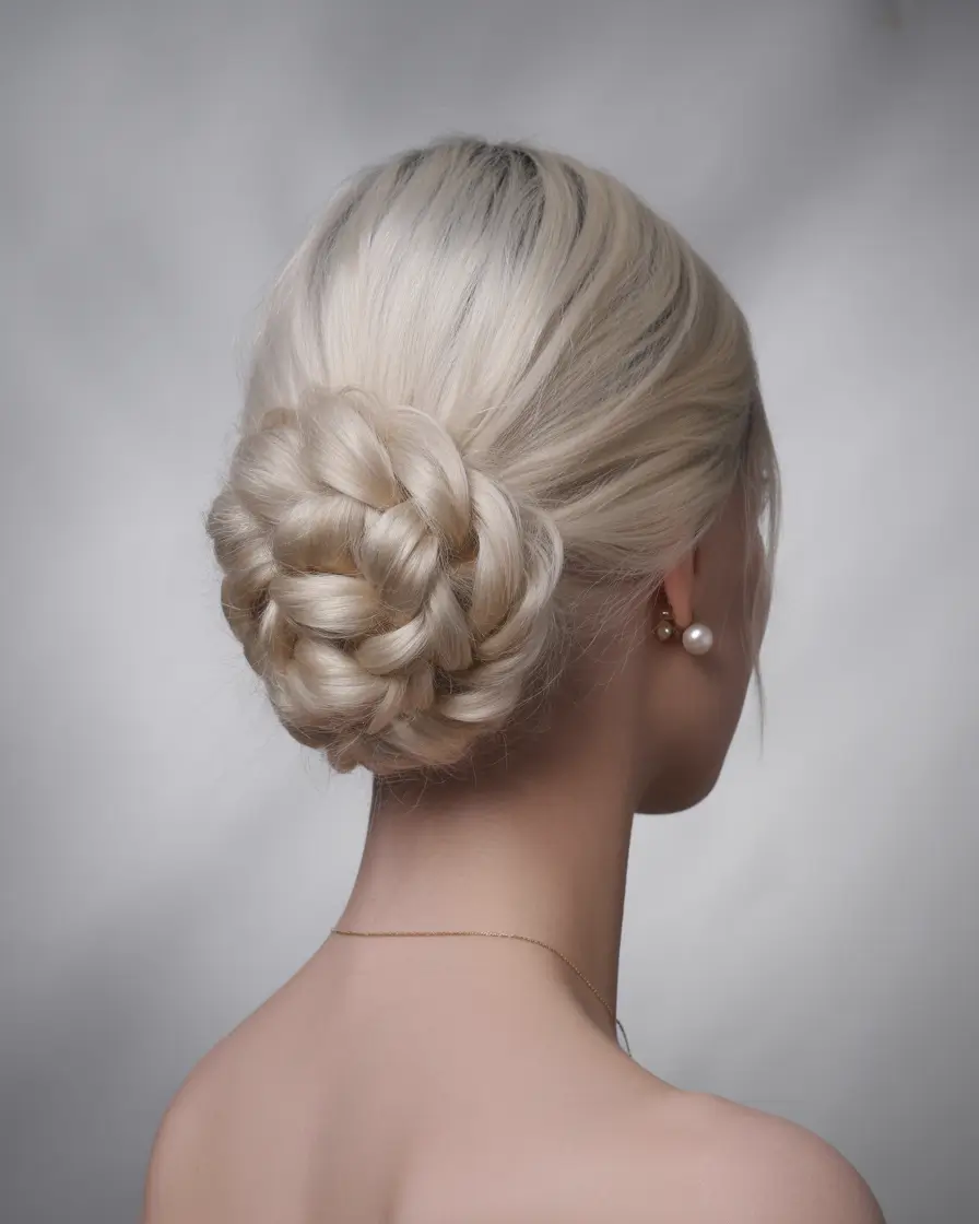 Fall hairstyles for women over 60 Soft Braided Chignon in Vanilla Blonde