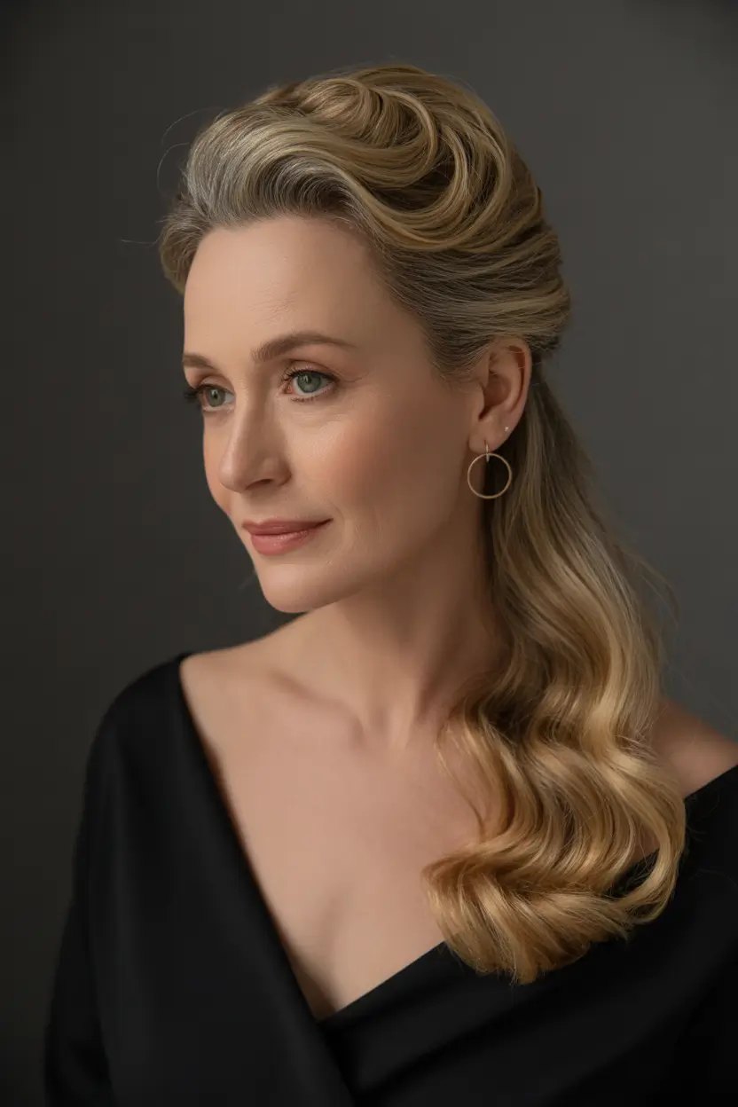 Fall hairstyles for women over 60 Classic Hollywood Waves with Modern Volume