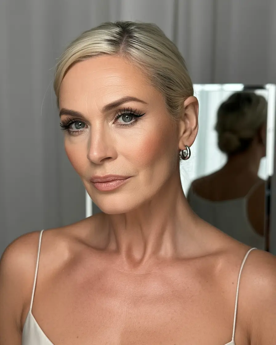 Fall hairstyles for women over 50+Sleek Low Knot with Clean Lines