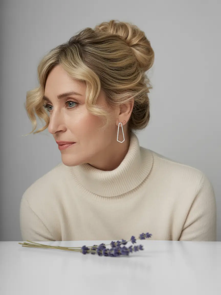 Fall hairstyles for women over 50+Elegant Chignon with Face-Framing Curls