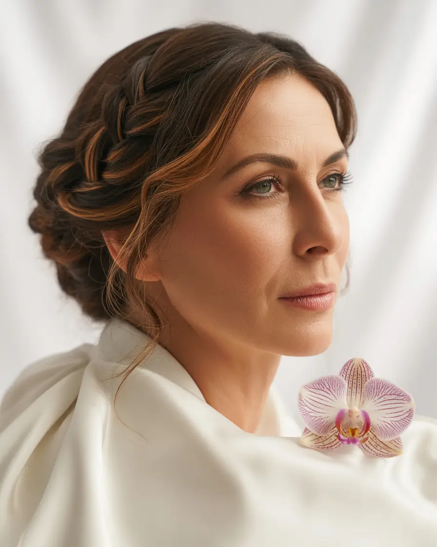 Fall-hairstyles-for-women-over-50-Braided-Crown-Elegance