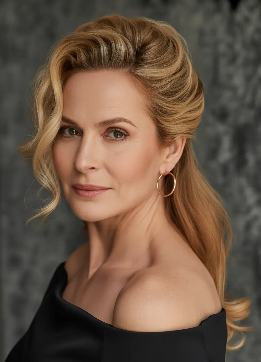 Fall-hairstyles-for-women-over-50-Swept-Back-Volume-with-S-Curve-Fringe