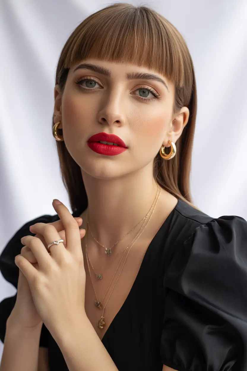 haircuts September 2025 Sleek Bangs and High Gloss Perfection