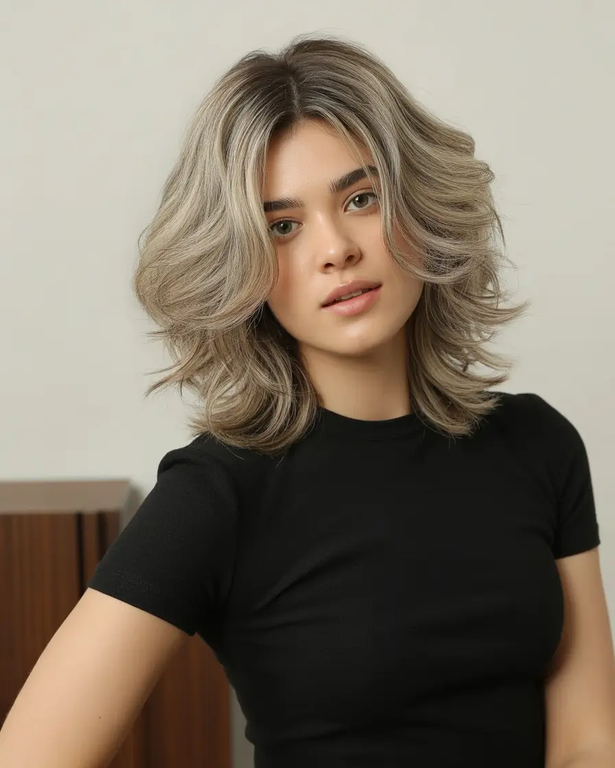September hair color Layered Mushroom Blonde Blowout