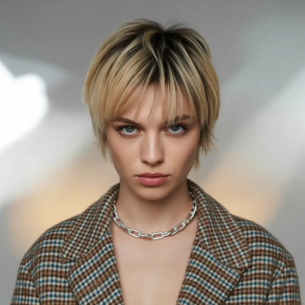 September hair color+Two-Toned Grown-Out Blonde Shag
