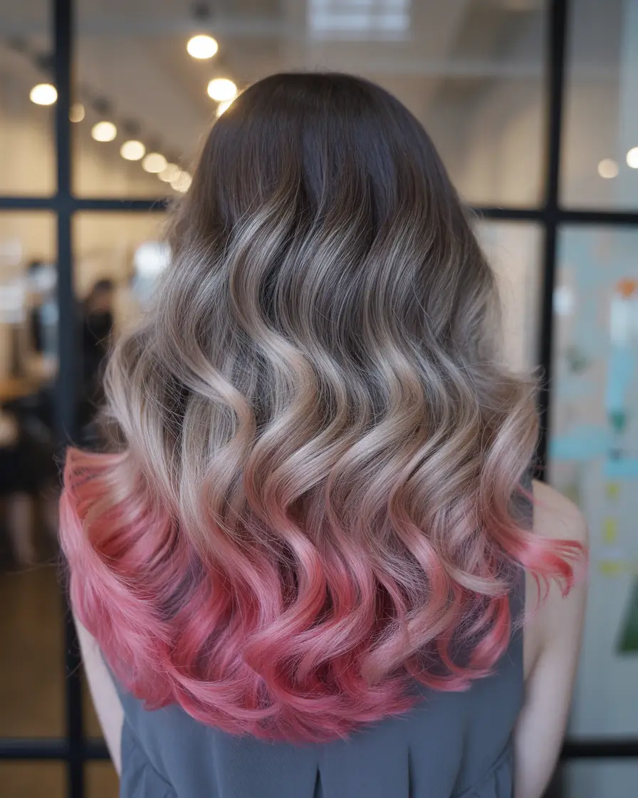 low lights dark brown Rose-Tipped Mocha Ombre