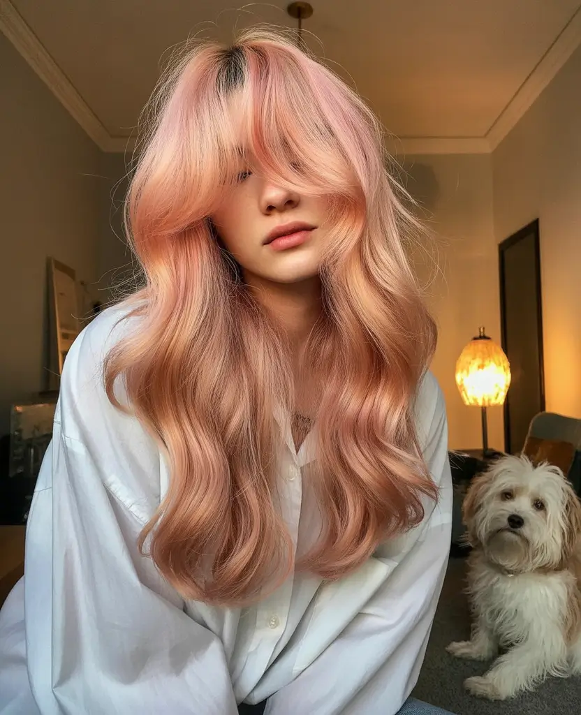 copper blonde Rose-Toned Dream with Peachy Velvet Vibes