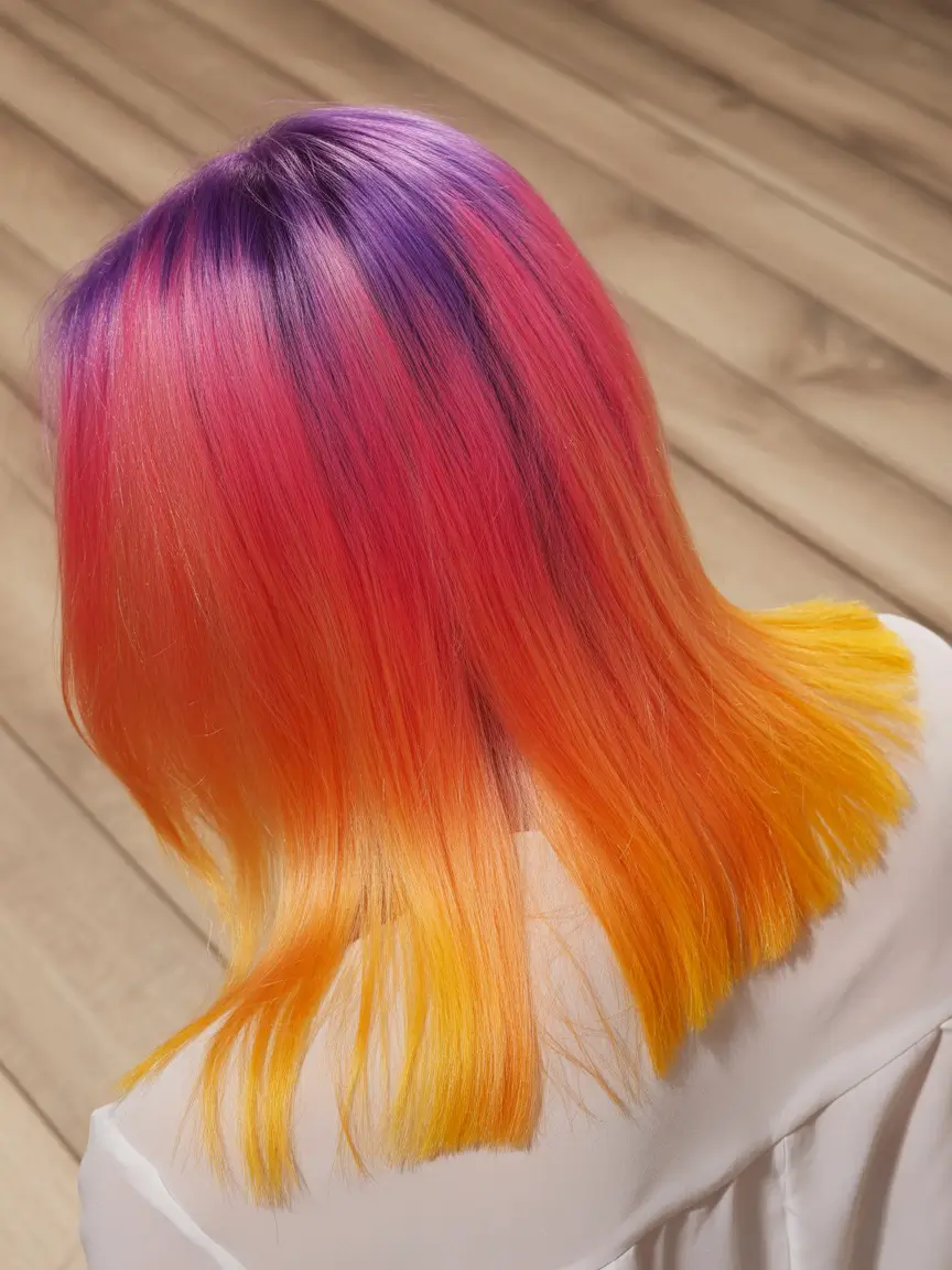 cute fall hair colors Reverse Sunrise Mid-Length Sleek