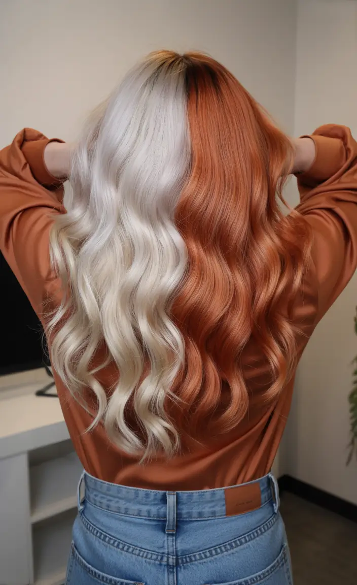 cute fall hair colors Split Creamsicle Glam for Bold Vibes