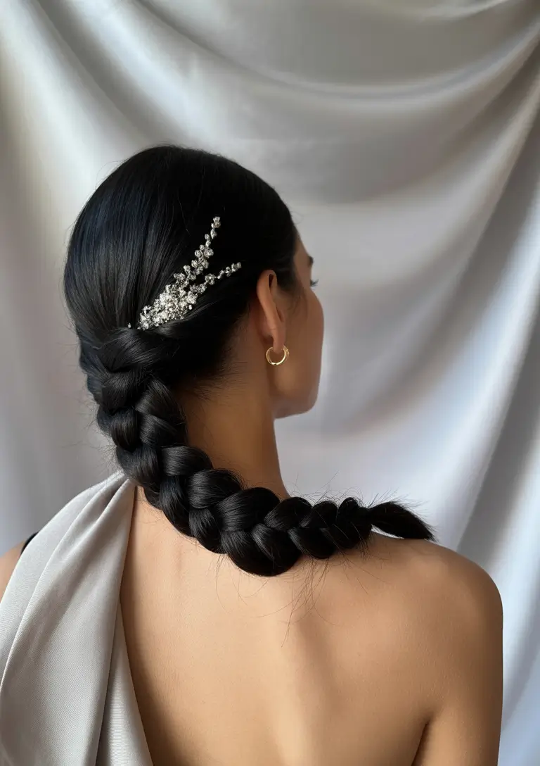 Fall hairstyles for round faces Midnight Braid with a Sparkle