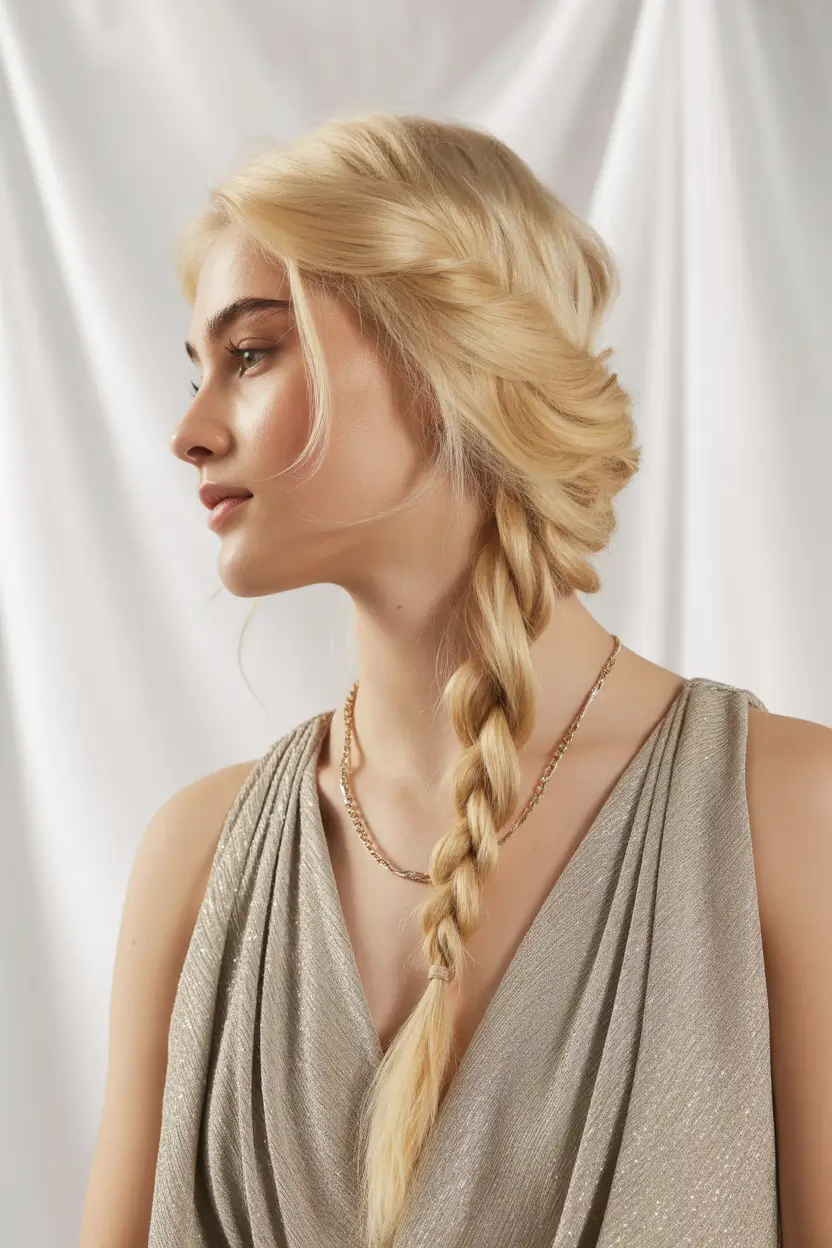 Fall hairstyles for round faces Loose Braided Side Drape