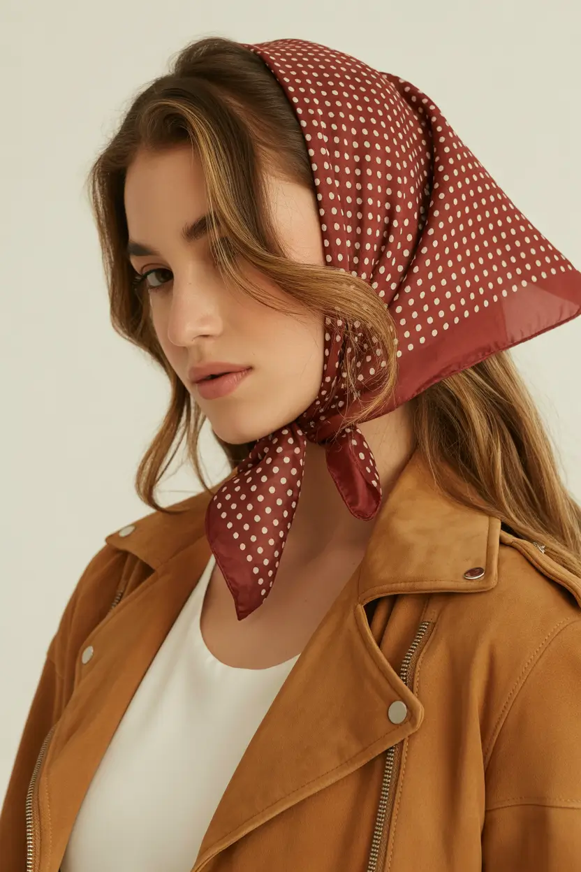 Fall hairstyles for round faces Retro Silk Scarf Glam