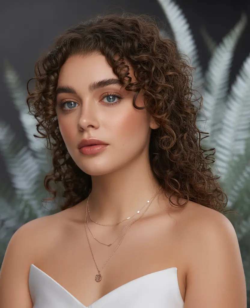 Fall hairstyles for round faces Natural Medium-Length Curls with Volume and Shine