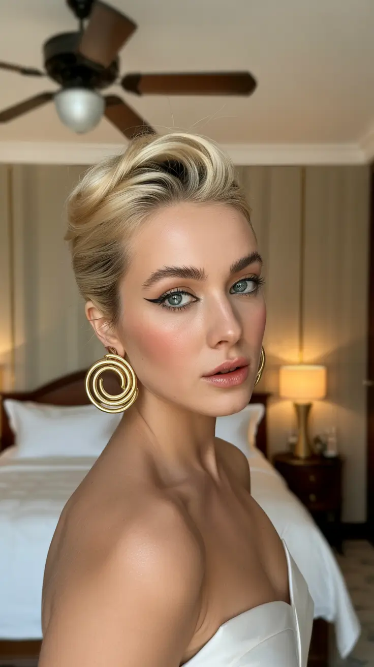 Fall hairstyles for round faces Sculpted French Twist with Volume at the Crown