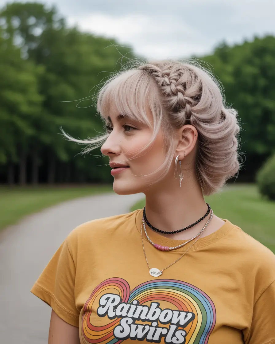 Fall hairstyles for round faces Side Swept Fantasy with Braided Flair