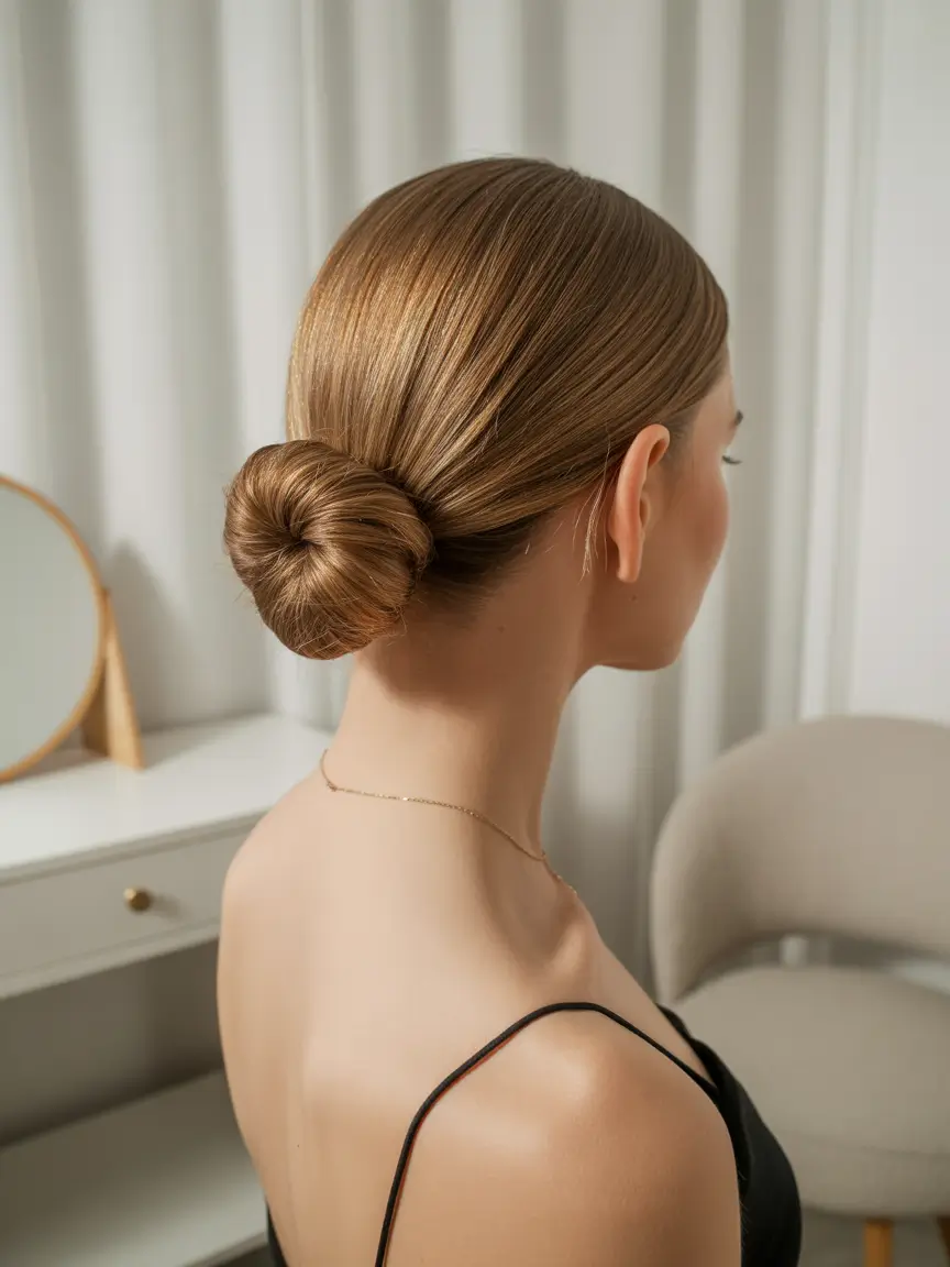 Fall hairstyles for round faces The Ultra Clean Low Bun