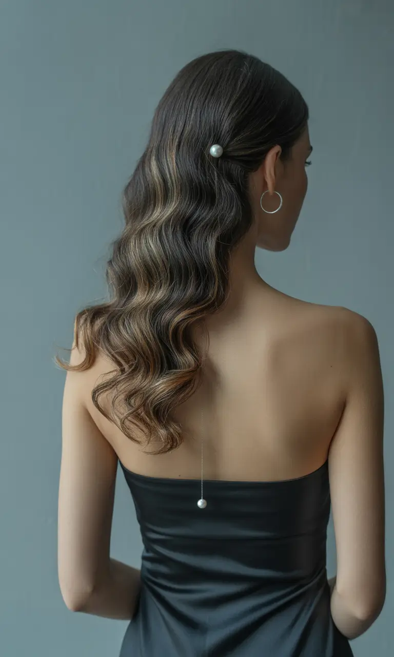 Fall hairstyles for round faces Soft Retro Waves with Pearl Accent