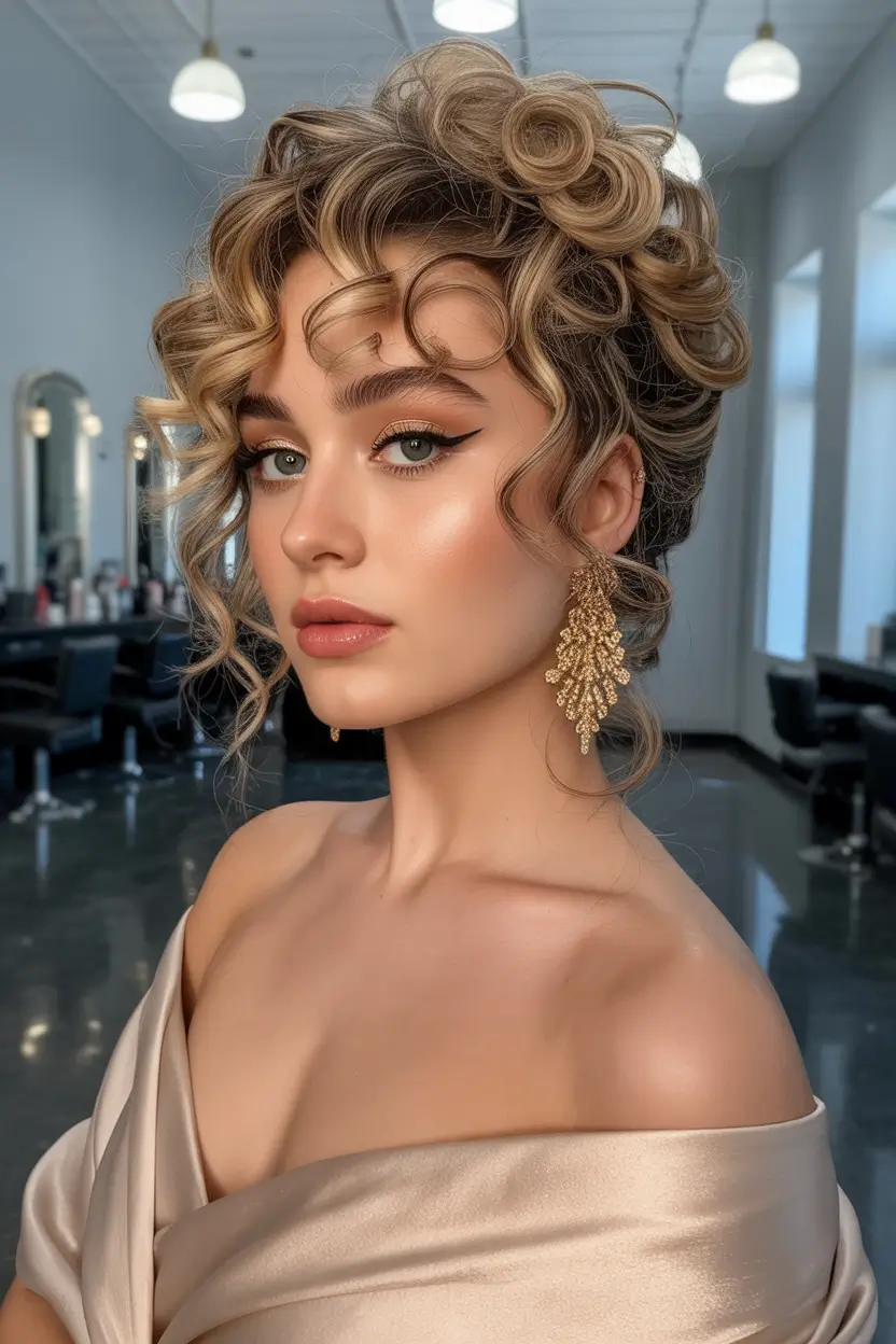 Fall hairstyle for medium hair Retro-Drama Pin Curl Updo