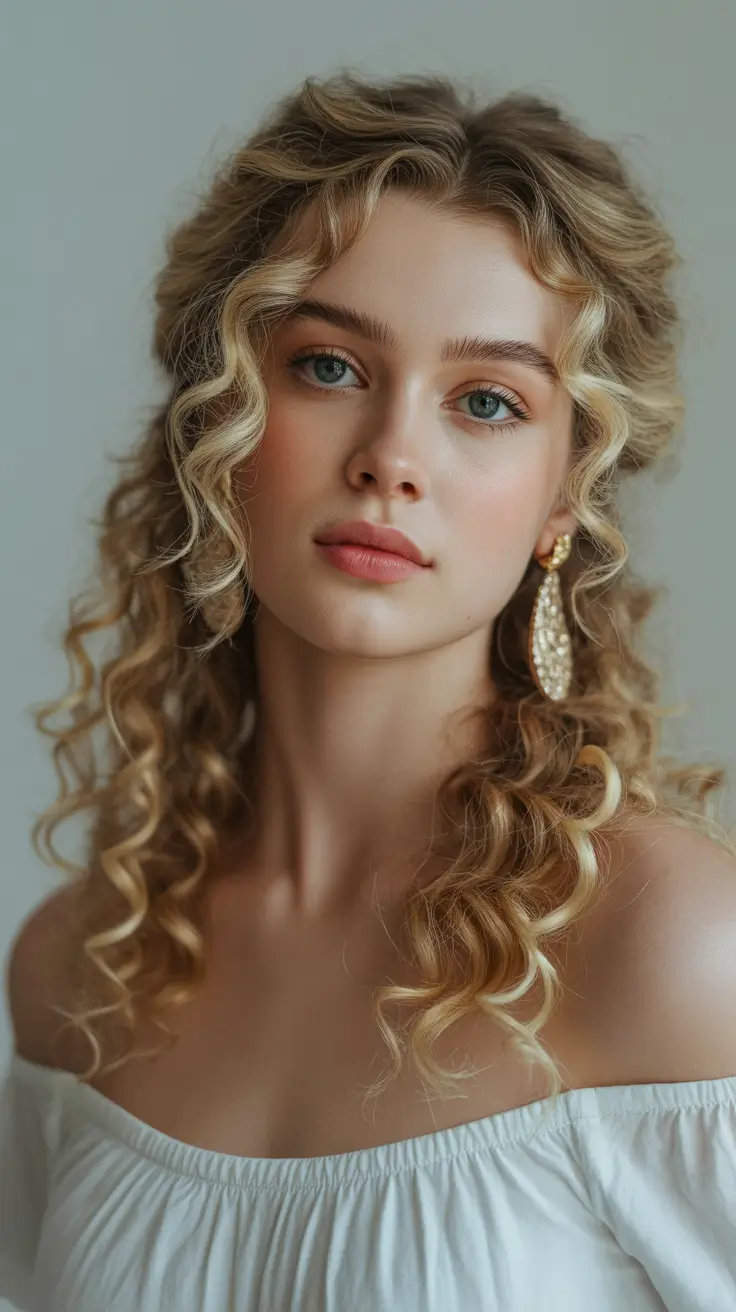 Fall hairstyle for medium hair Golden Spiral Half-Up Ringlets