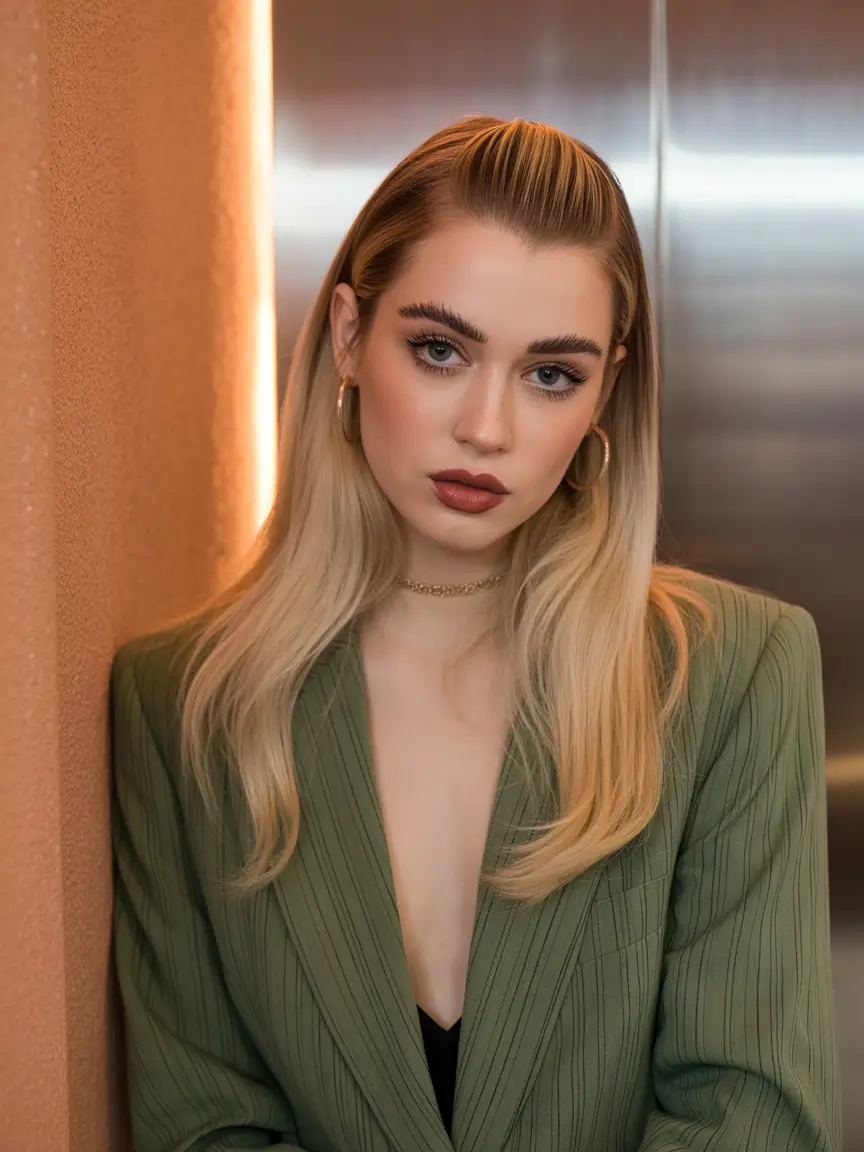Fall hairstyle for medium hair Polished Power with a Sleek Pullback