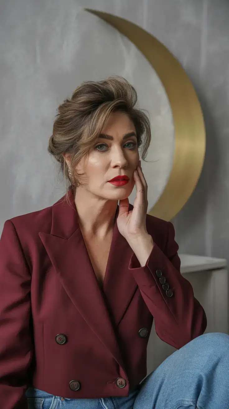 Fall hairstyle for medium hair Textured Elegance with a Mature Twist