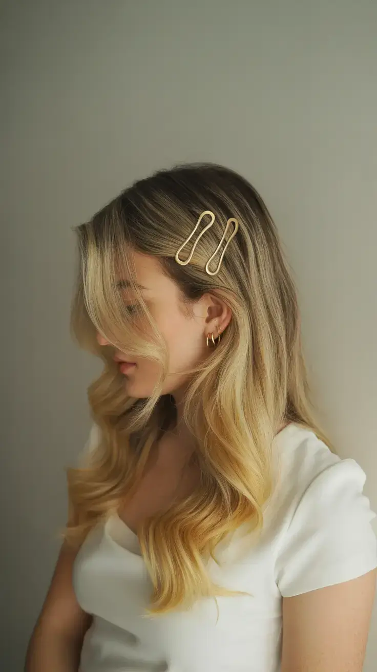 Fall hairstyle for medium hair Side-Swept Soft Waves with Clips